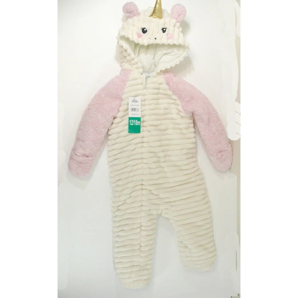 NEW Koala Baby Unicorn Hooded Plush Pink off White Pram Sack Sleeper 12-18M |